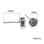 Multicolor Iced Out CZ Micro Pave Round Stud Earrings for Men Women, Hiphop 4-Prong 5A Cubic Zirconia Bling Fashion Studs, 14k White Gold Post