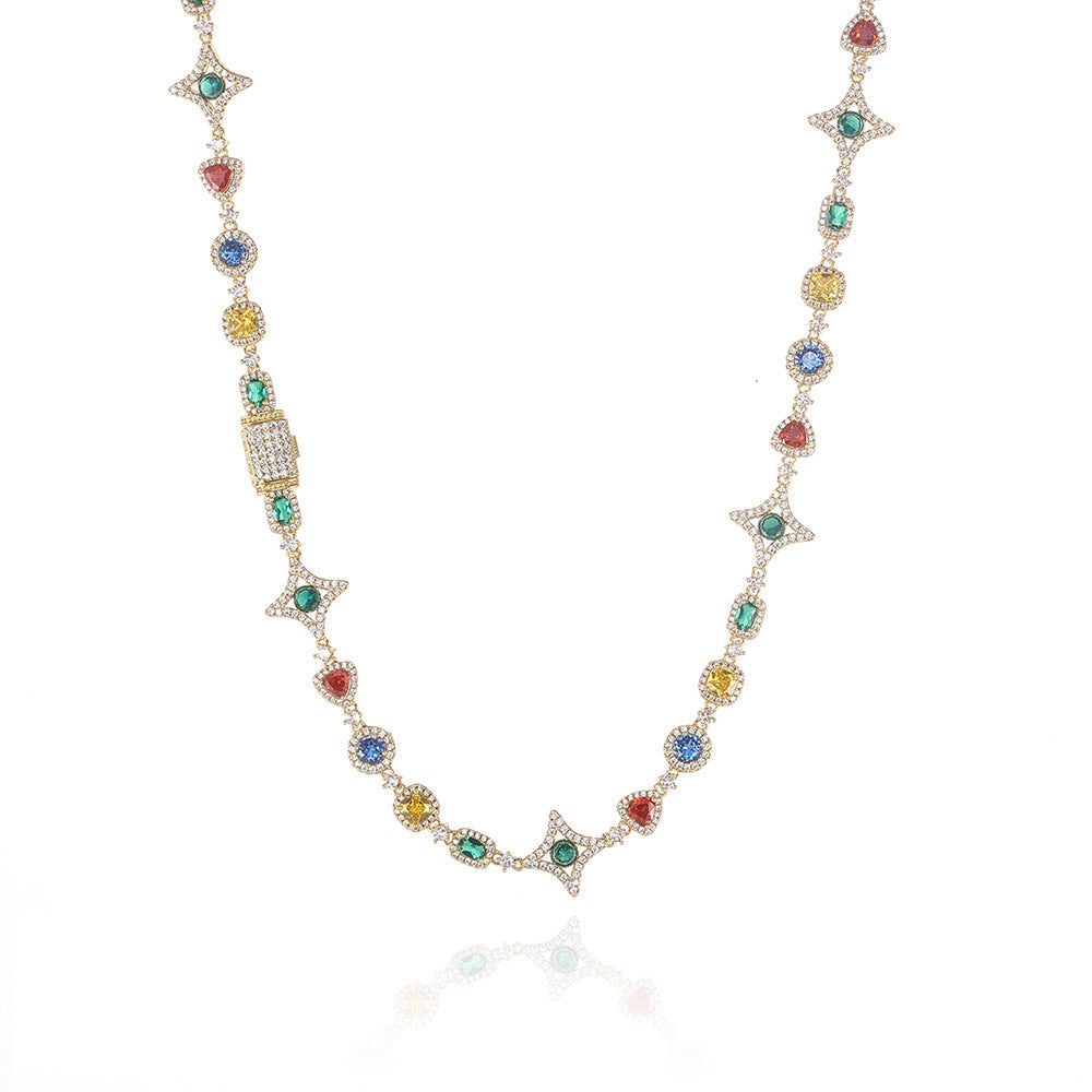 Stacking Hip Hop Zirconia Necklace and Bracelet Set in Gold or White Gold