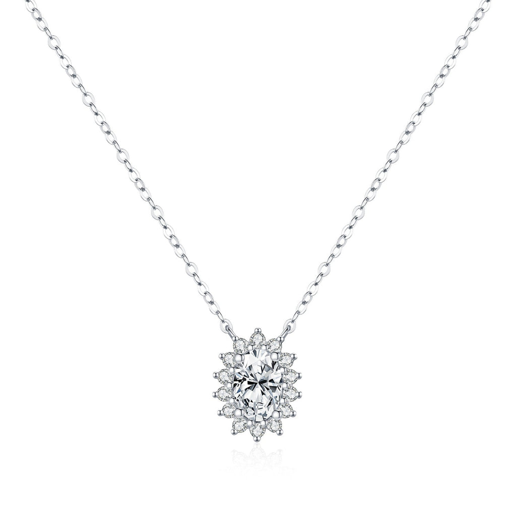 Floral D-Color VVS1 Moissanite Pendant Necklace in Sterling Silver – Delicate Clavicle Chain for Everyday Elegance