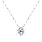 Floral D-Color VVS1 Moissanite Pendant Necklace in Sterling Silver – Delicate Clavicle Chain for Everyday Elegance