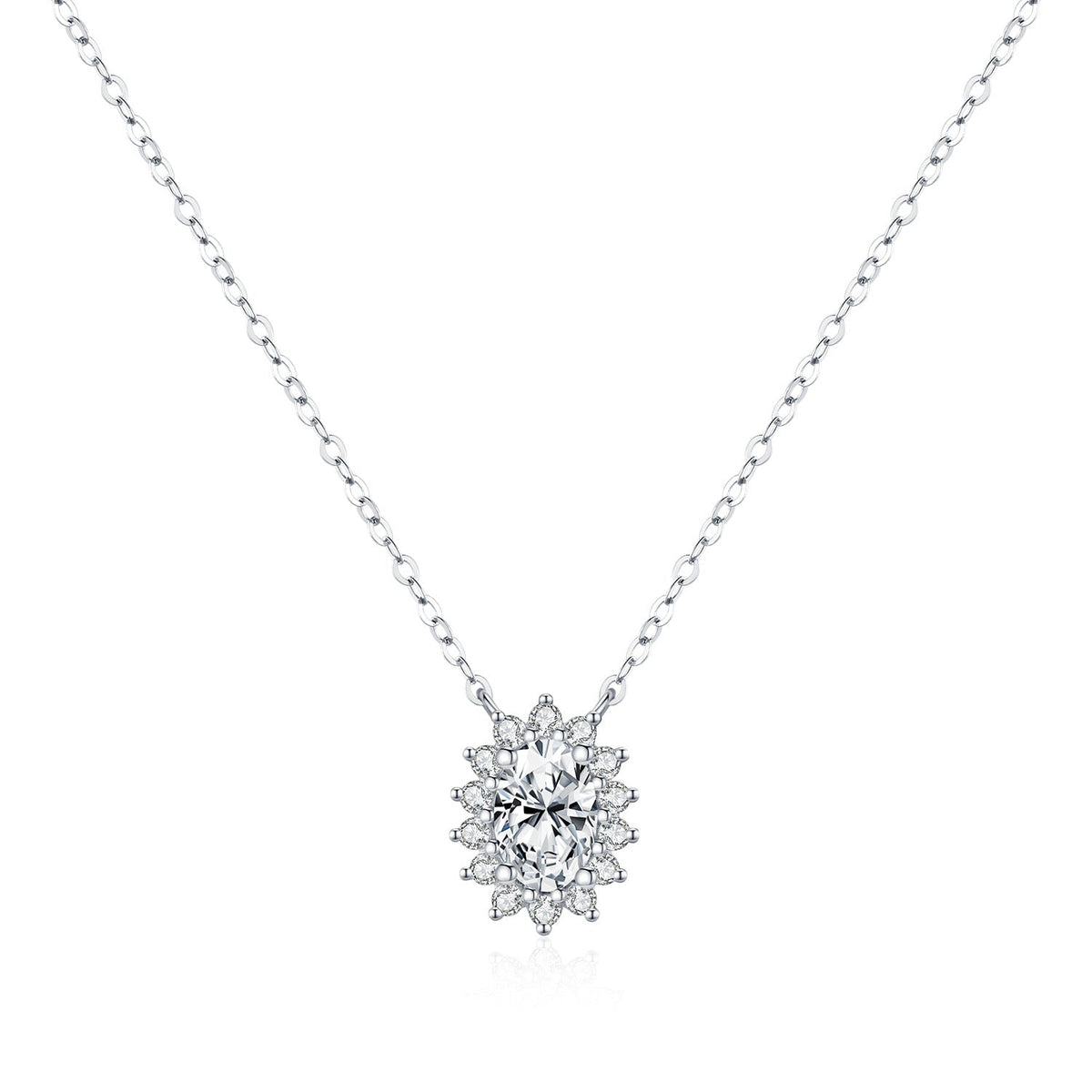 Floral D-Color VVS1 Moissanite Pendant Necklace in Sterling Silver – Delicate Clavicle Chain for Everyday Elegance