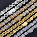 Geometric Square Ice Sugar Chain Necklace with Cubic Zirconia in Gold or White Gold