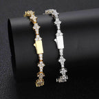 Geometric Tennis Chain Bracelet with Zirconia Stones in Gold or White Gold | Cubic Zirconia