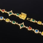 Stacking Hip Hop Zirconia Necklace and Bracelet Set in Gold or White Gold