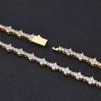 Tennis Chain Necklace with Zirconia Stones in Gold or White Gold – Hip Hop Style