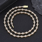 Tennis Chain Necklace with Zirconia Stones in Gold or White Gold – Hip Hop Style
