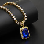 Geometric Hip Hop Necklace with Cubic Zirconia Stones in Gold or White Gold