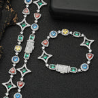 Stacking Hip Hop Zirconia Necklace and Bracelet Set in Gold or White Gold