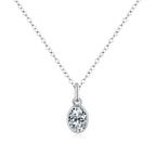 Geometric Oval D-Color VVS1 Moissanite Pendant Necklace in Sterling Silver – Delicate Clavicle Chain