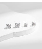 Round D-Color VVS1 Moissanite Stud Earrings in Sterling Silver – Minimalist Geometric Design