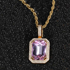 Geometric Hip Hop Necklace with Cubic Zirconia Stones in Gold or White Gold