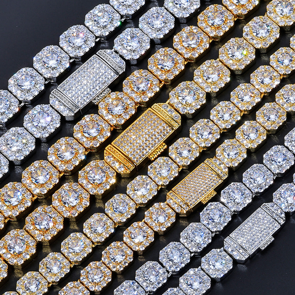 Stacking Ice Sugar Chain Zirconia Necklace and Bracelet Set in Gold or White Gold