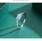 Stacking Geometric Opal Stud Earrings & Sterling Silver Ring Set in Modern Minimalist Design