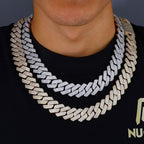 Triple-Row Diamond-Cut Cuban Chain Necklace with Cubic Zirconia Accents – Bold Hip Hop Style