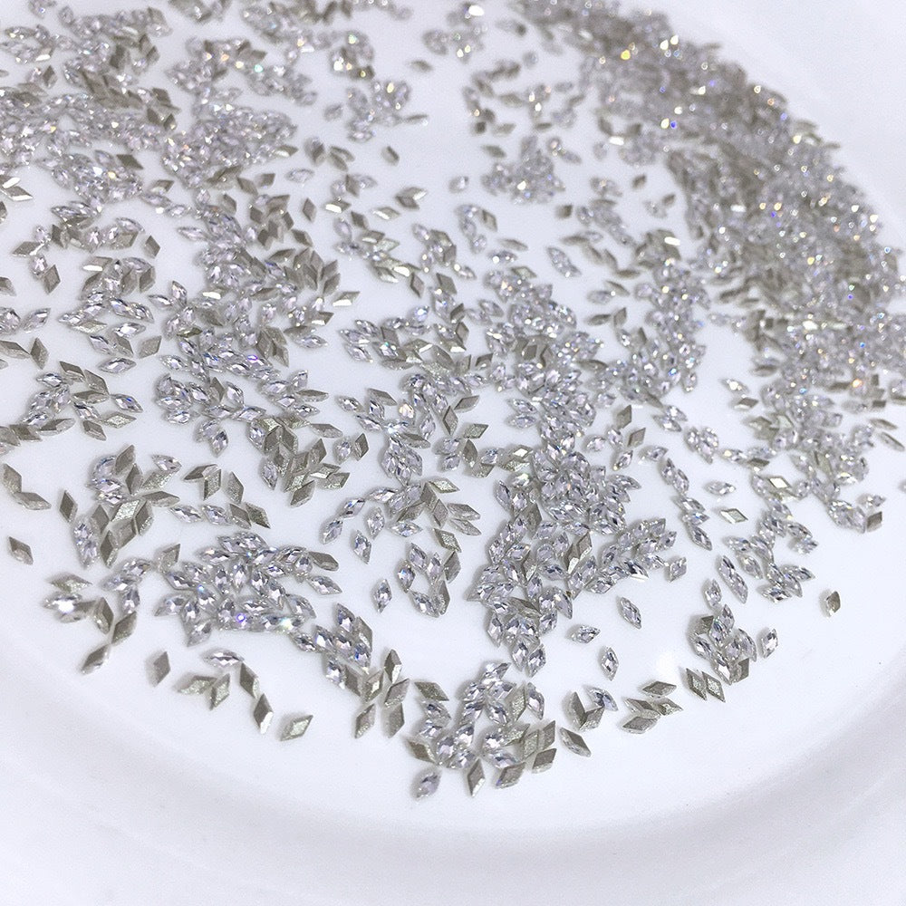 1061 Mini 1.5 * 3 rhombus zircon nail diamond, small flat bottom micro zirconium horse eye nail jewelry for press on nails