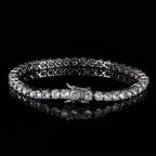 Hip Hop Iced Out Tennis Chain Bracelet, 18K Gold & White Gold Plated, 3–6mm CZ Iced Out Bling Jewelry