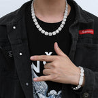 Stacking Ice Sugar Chain Zirconia Necklace and Bracelet Set in Gold or White Gold