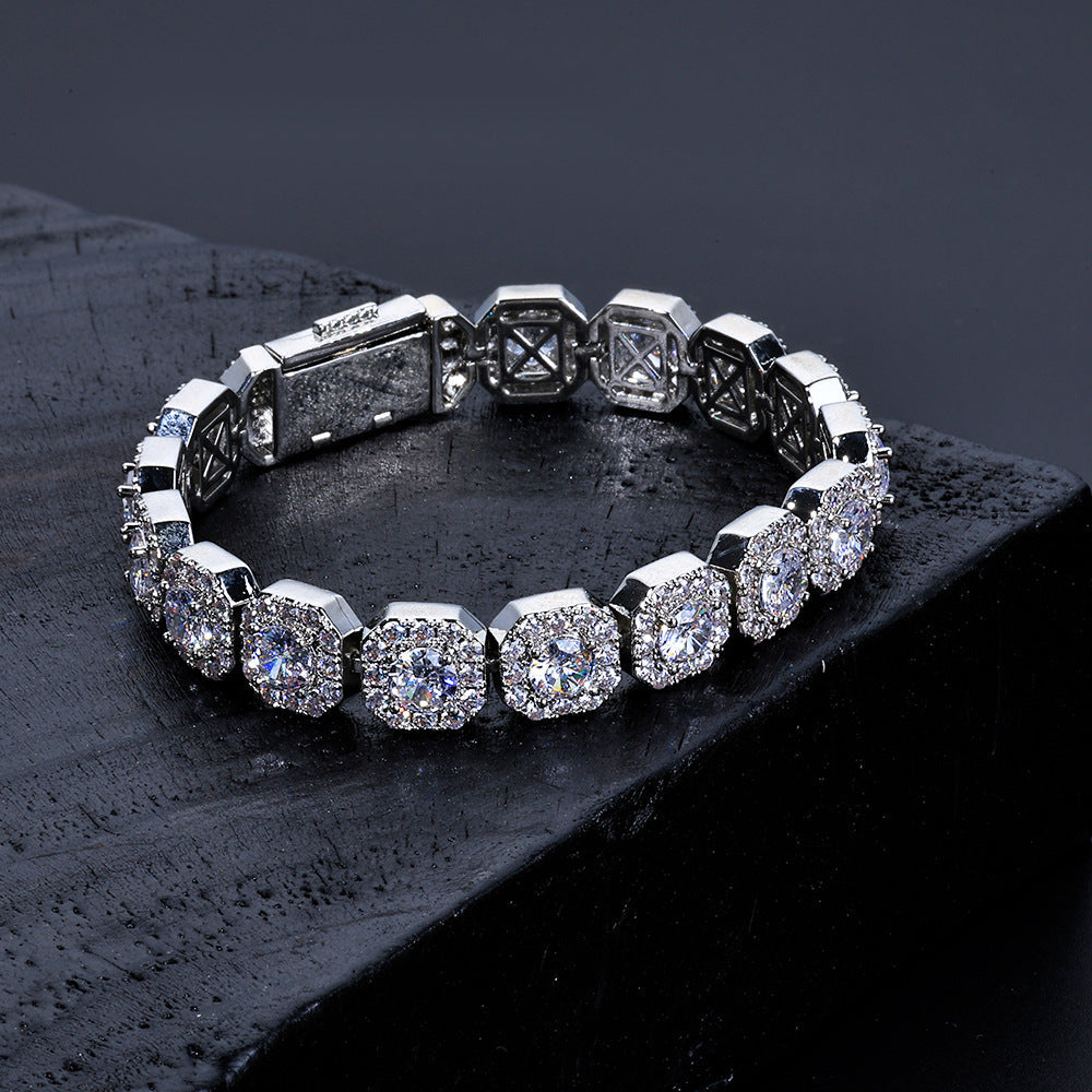 Stacking Ice Sugar Chain Zirconia Necklace and Bracelet Set in Gold or White Gold