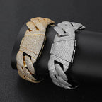Stacking 24mm Cuban Chain Necklace and Bracelet Set with Zirconia Stones in Gold or White Gold