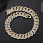 Stacking 24mm Cuban Chain Necklace and Bracelet Set with Zirconia Stones in Gold or White Gold