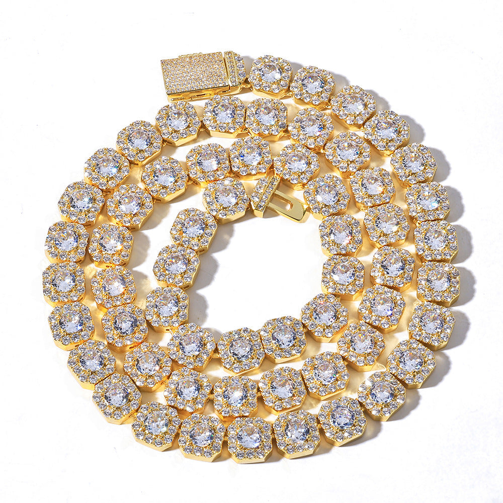 Stacking Ice Sugar Chain Zirconia Necklace and Bracelet Set in Gold or White Gold