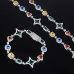 Stacking Hip Hop Zirconia Necklace and Bracelet Set in Gold or White Gold