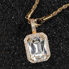 Geometric Hip Hop Necklace with Cubic Zirconia Stones in Gold or White Gold