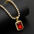 Geometric Hip Hop Necklace with Cubic Zirconia Stones in Gold or White Gold