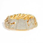 Stacking 24mm Cuban Chain Necklace and Bracelet Set with Zirconia Stones in Gold or White Gold
