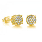 Multicolor Iced Out CZ Micro Pave Round Stud Earrings for Men Women, Hiphop 4-Prong 5A Cubic Zirconia Bling Fashion Studs, 14k White Gold Post