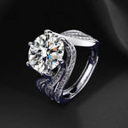 5 Carat Round-Cut Zircon Halo Ring, Triple Band Full Pave Design for Women