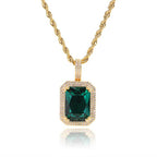 Geometric Hip Hop Necklace with Cubic Zirconia Stones in Gold or White Gold