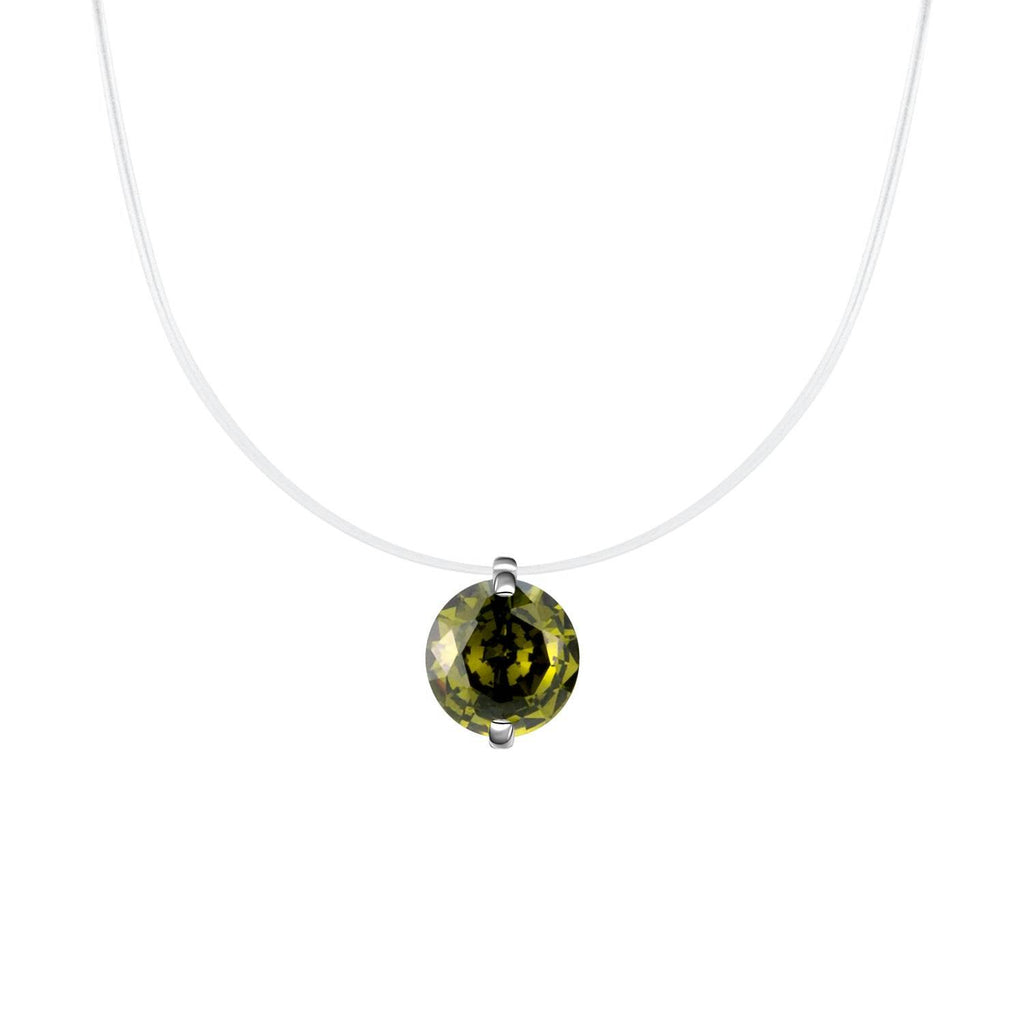 S925 Multicolor Mermaid Tear Floating CZ Necklace, Sterling Silver Invisible Fishing Line 6-8mm Cubic Zirconia Pendant, 40+5cm Adjustable Dainty Minimalist Choker