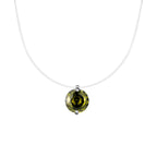 S925 Multicolor Mermaid Tear Floating CZ Necklace, Sterling Silver Invisible Fishing Line 6-8mm Cubic Zirconia Pendant, 40+5cm Adjustable Dainty Minimalist Choker