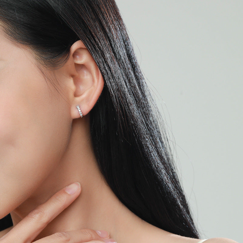 Minimalist Crystal Hoop Earrings in Sterling Silver – Modern Everyday Jewelry for Women