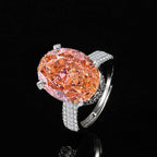 Multicolor Ice Flower Cut Oval CZ Adjustable Ring, Triple Pave Band, 12*16mm 5A Cubic Zirconia, 4 Color Options, Dainty Luxe