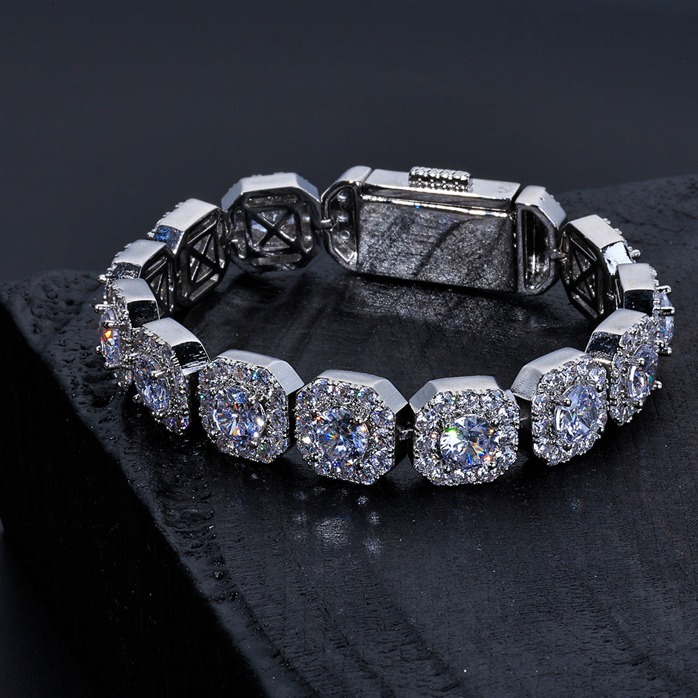 Stacking Ice Sugar Chain Zirconia Necklace and Bracelet Set in Gold or White Gold