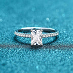 S925 Radiant Cut Moissanite & High Carbon Engagement Ring with Pavé-Set Band, 1-3ct VVS1 Certified, 4-Prong Sterling Silver