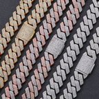 Triple-Row Diamond-Cut Cuban Chain Necklace with Cubic Zirconia Accents – Bold Hip Hop Style