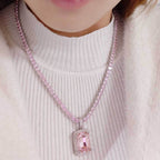 Geometric Hip Hop Necklace with Cubic Zirconia Stones in Gold or White Gold
