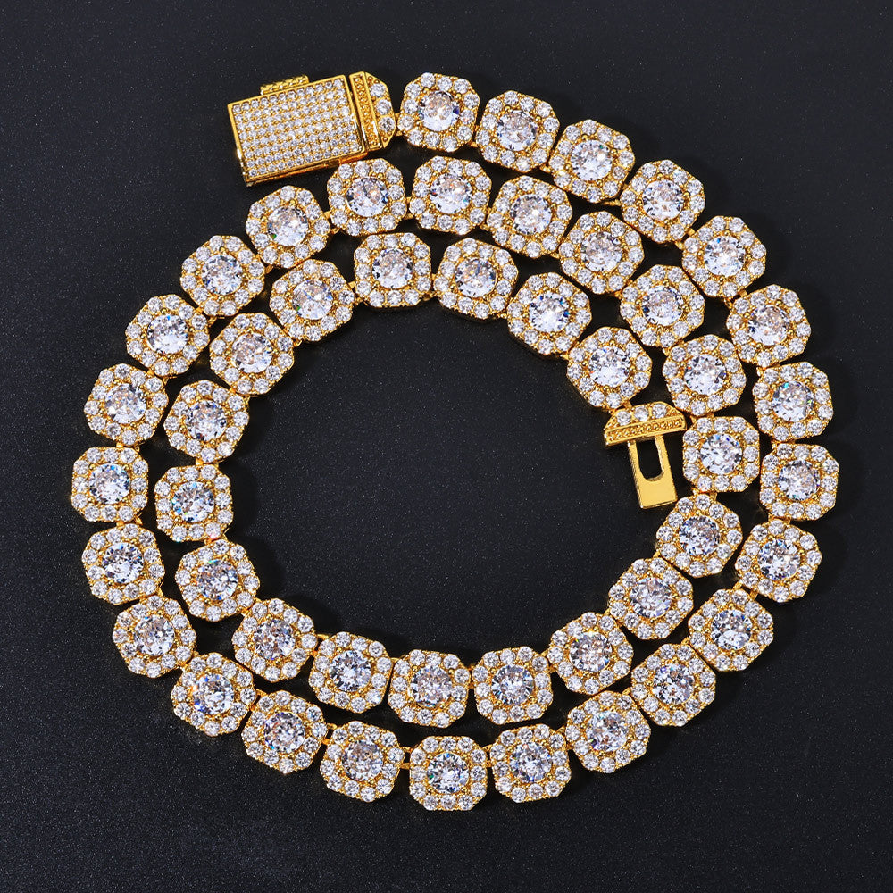 Stacking Ice Sugar Chain Zirconia Necklace and Bracelet Set in Gold or White Gold