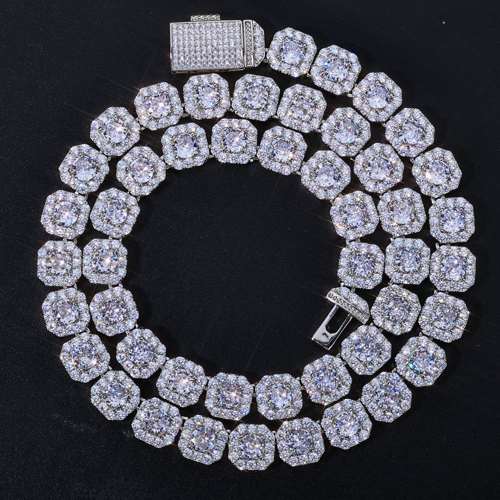 Stacking Ice Sugar Chain Zirconia Necklace and Bracelet Set in Gold or White Gold