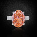 Multicolor Ice Flower Cut Oval CZ Adjustable Ring, Triple Pave Band, 12*16mm 5A Cubic Zirconia, 4 Color Options, Dainty Luxe