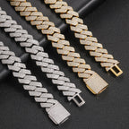 Triple-Row Diamond-Cut Cuban Chain Necklace with Cubic Zirconia Accents – Bold Hip Hop Style