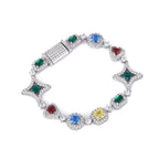 Stacking Hip Hop Zirconia Necklace and Bracelet Set in Gold or White Gold