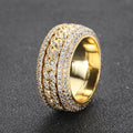 Geometric Hip Hop Ring with Cubic Zirconia Stones in Gold or White Gold