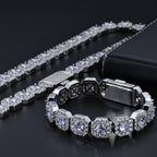 Stacking Ice Sugar Chain Zirconia Necklace and Bracelet Set in Gold or White Gold