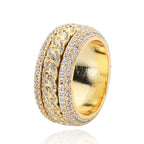 Geometric Hip Hop Ring with Cubic Zirconia Stones in Gold or White Gold