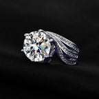 5 Carat Round-Cut Zircon Halo Ring, Triple Band Full Pave Design for Women