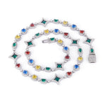 Stacking Hip Hop Zirconia Necklace and Bracelet Set in Gold or White Gold